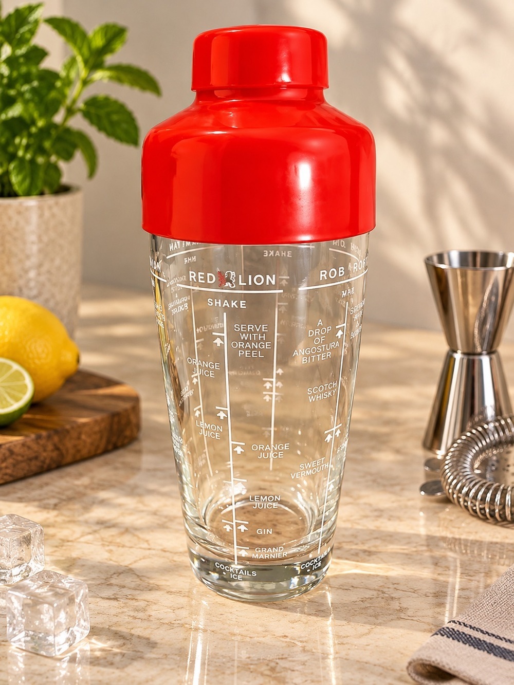 VINTAGE COCKTAIL SHAKER – RED LID (1960s)